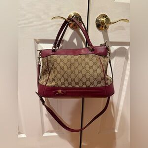 Gucci Burgundy and Beige Mayfair authentic used bag